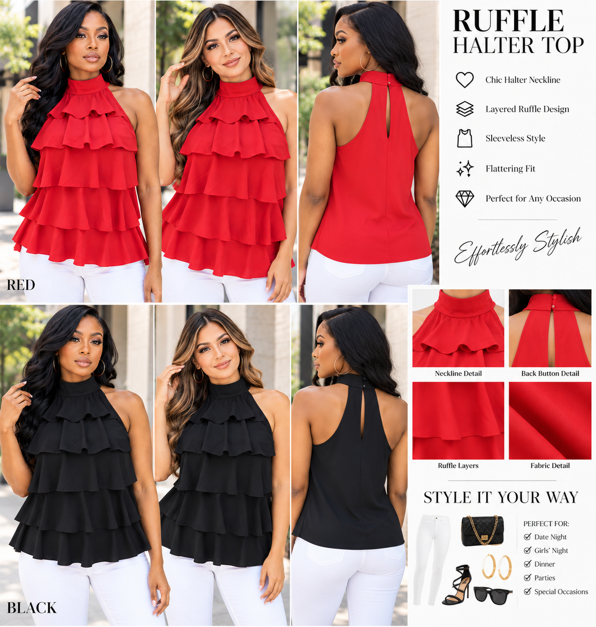 Layered Ruffle Halter Top