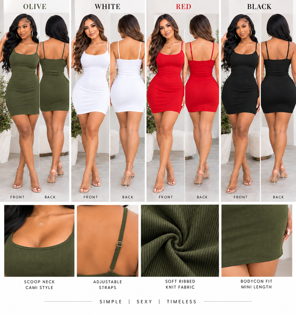Ribbed Knit Cami Bodycon Mini Dress