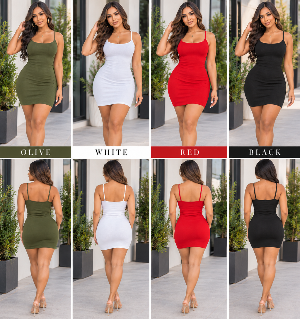 Ribbed Knit Cami Bodycon Mini Dress