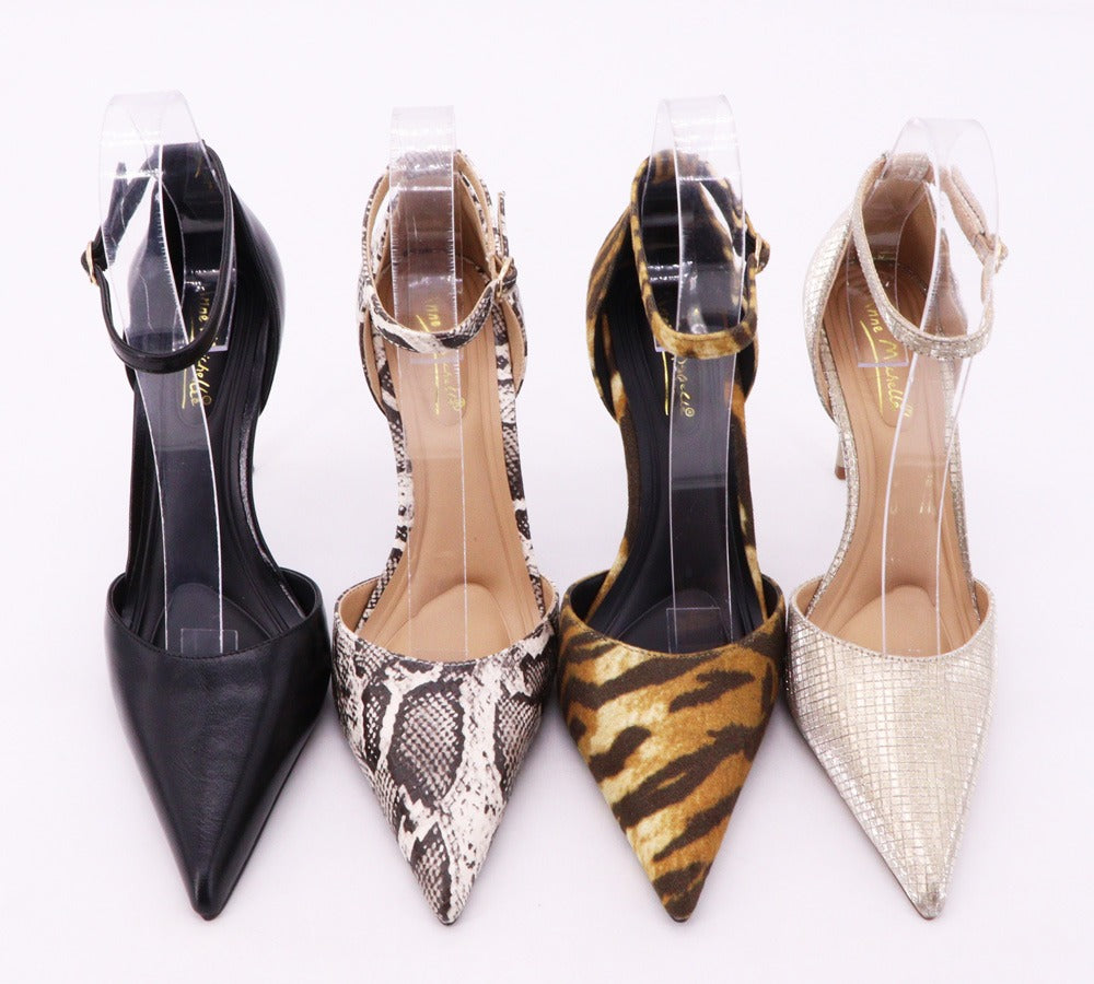 VIOLIN-39 Pointed Toe Ankle Strap Stiletto Heels
