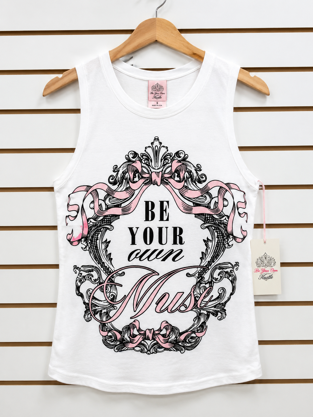 White "Be Your Own Muse" Graphic Tank Top