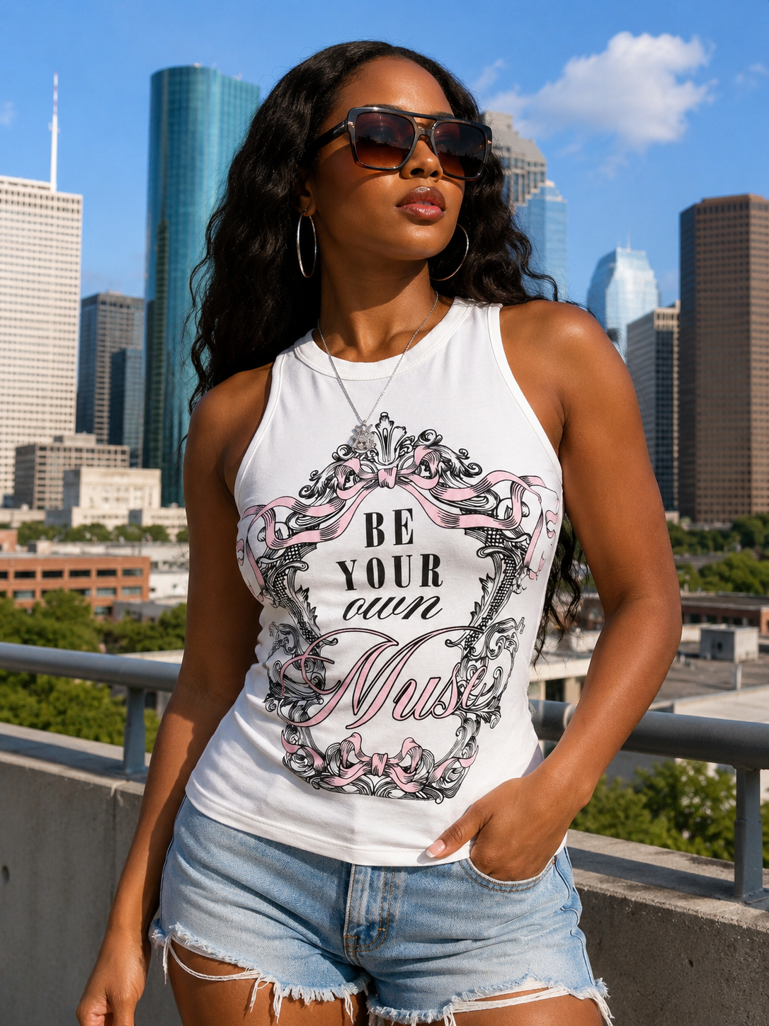 White "Be Your Own Muse" Graphic Tank Top