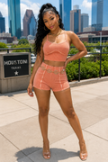 Acid Wash Ribbed Cami Crop Top & Shorts 2 Piece Set