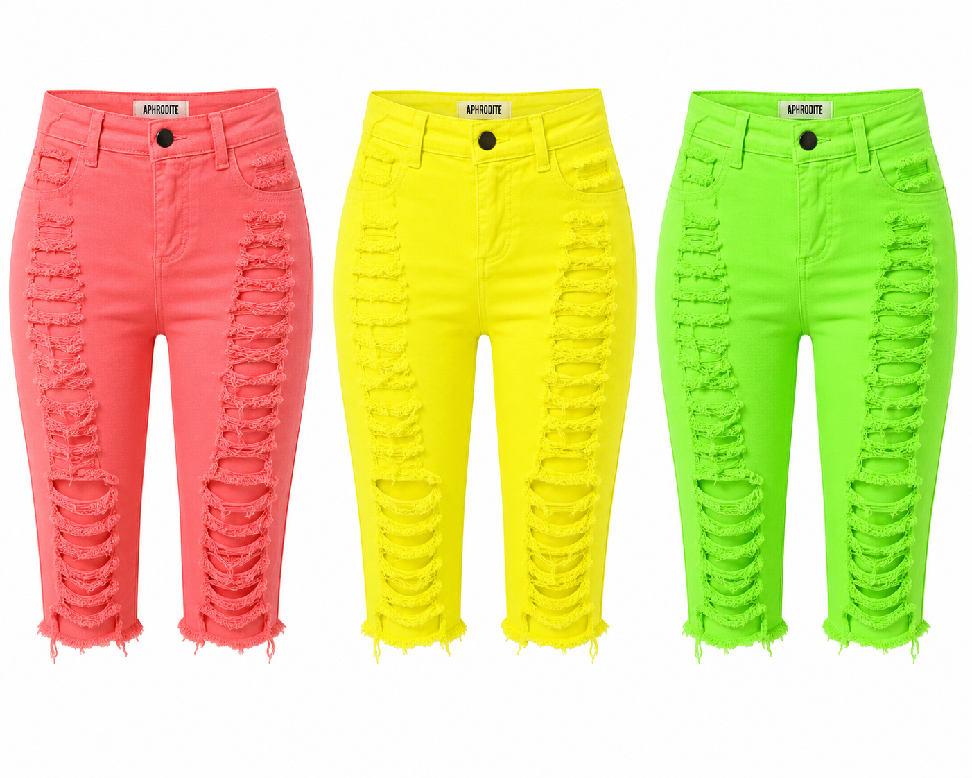Aphrodite High Waist Destroy Bermuda Shorts