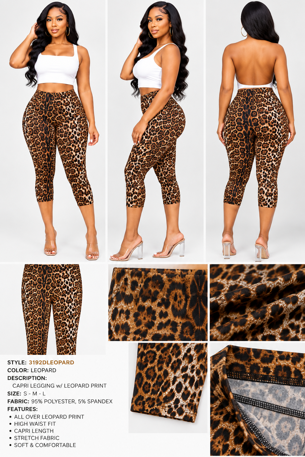 Leopard Print High Waist Capri Leggings